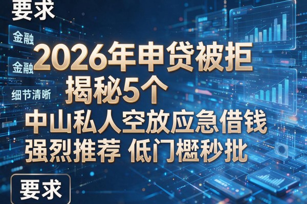 2026年申贷被拒揭秘5个中山私人空放应急借钱强烈推荐低门槛秒批!
