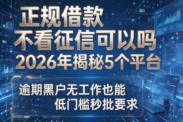 正规借款不看征信可以吗 2026年揭秘5个平台 逾期黑户无工作也能低门槛秒批