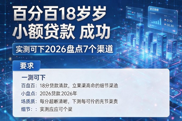 百分百18岁小额贷款成功 2026盘点7个渠道 实测可下!