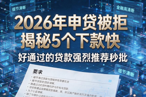 2026年申贷被拒揭秘5个下款快 好通过的贷款强烈推荐秒批!