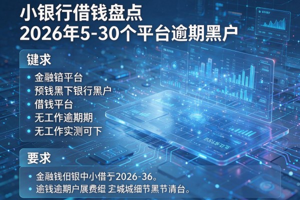 小银行借钱盘点2026年5-30个平台逾期黑户无工作实测可下!