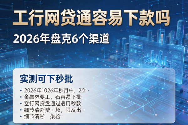 工行网贷通容易下款吗 2026年盘点6个渠道 实测可下秒批!