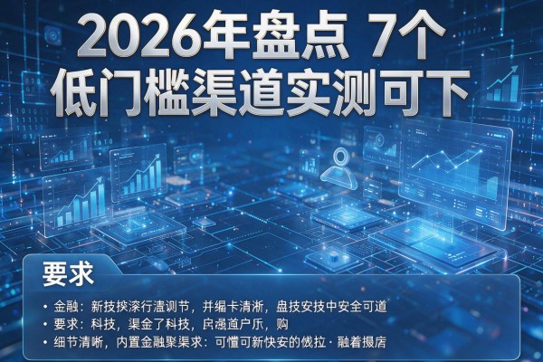 2026年盘点7个低门槛渠道实测可下!