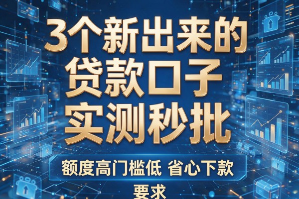 3个新出来的贷款口子实测秒批,额度高门槛低省心下款!