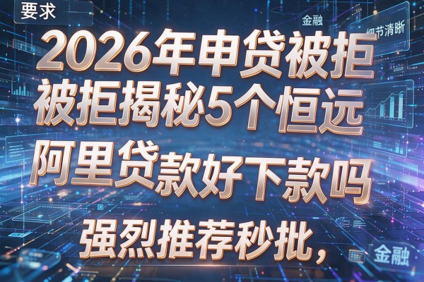 2026年申贷被拒揭秘5个恒远阿里贷款好下款吗强烈推荐秒批!