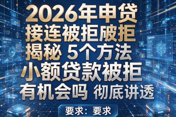 2026年申贷接连被拒揭秘5个方法小额贷款被拒还有机会吗彻底讲透！