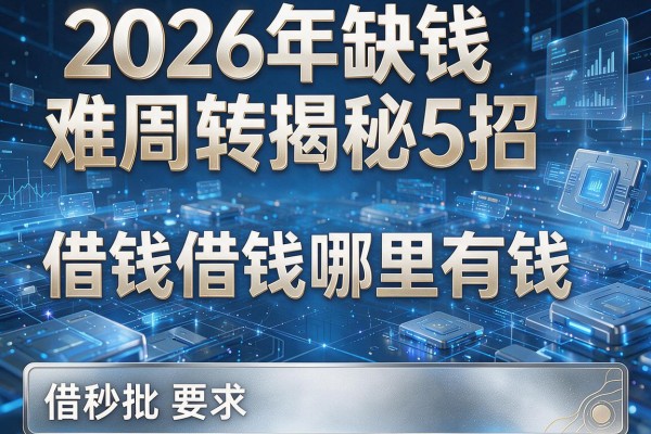 2026年缺钱难周转揭秘5招借钱借钱哪里有钱借秒批!