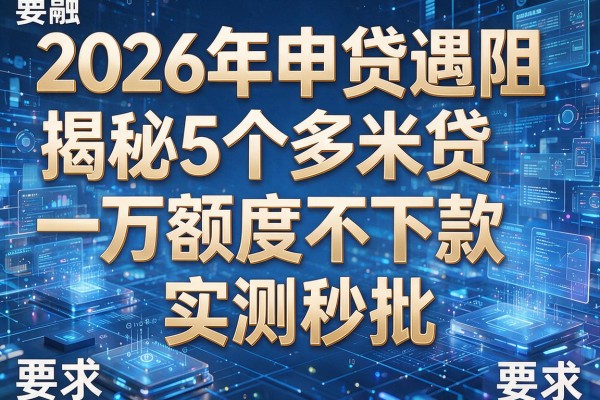 2026年申贷遇阻揭秘5个多米贷一万额度不下款实测秒批！
