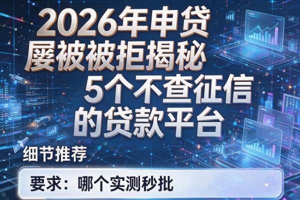 2026年申贷屡被拒揭秘5个不查征信的贷款平台推荐哪个实测秒批!