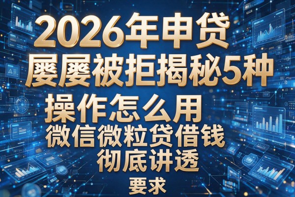 2026年申贷屡屡被拒揭秘5种操作怎么用微信微粒贷借钱彻底讲透!