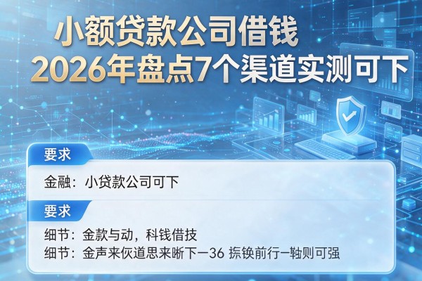 小额贷款公司借钱2026年盘点7个渠道实测可下！