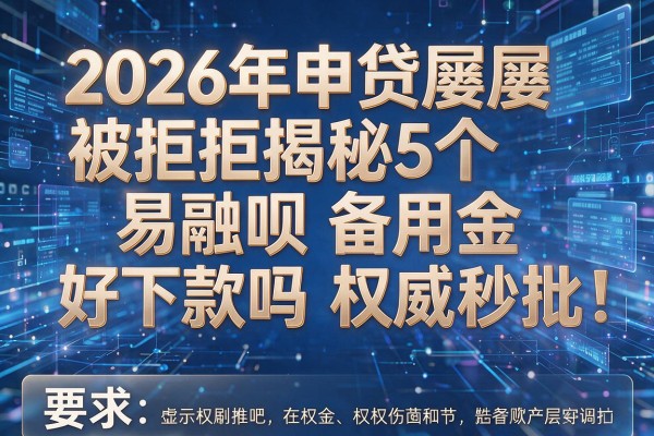 2026年申贷屡屡被拒揭秘5个易融呗备用金好下款吗权威秒批!