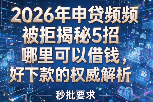 2026年申贷频频被拒揭秘5招哪里可以借钱好下款的权威解析秒批!