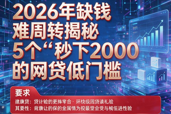 2026年缺钱难周转揭秘5个秒下2000的网贷低门槛!