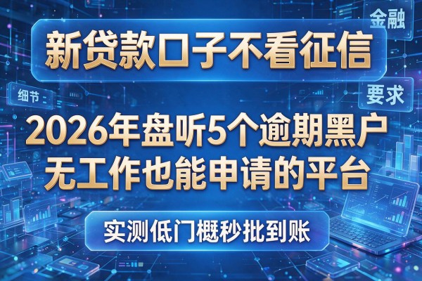 新贷款口子不看征信 2026年盘点5个逾期黑户无工作也能申请的平台 实测低门槛秒批到账!