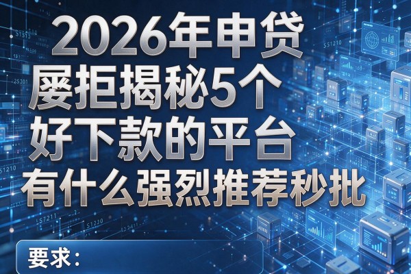 2026年申贷屡拒揭秘5个好下款的平台有什么强烈推荐秒批!