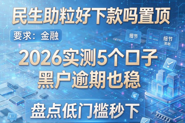民生助粒好下款吗置顶 2026实测5个口子 黑户逾期也稳 盘点低门槛秒下！