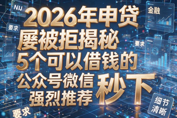 2026年申贷屡被拒揭秘5个可以借钱的公众号微信强烈推荐秒下!