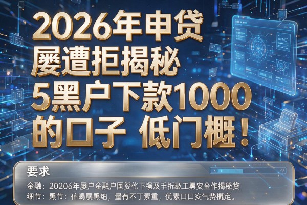 2026年申贷屡遭拒揭秘5黑户下款1000的口子低门槛！