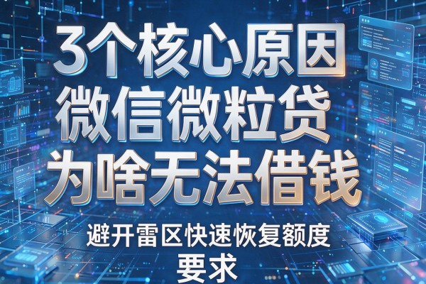 3个核心原因讲清微信微粒贷为啥无法借钱,避开雷区快速恢复额度!