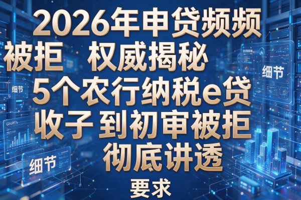 2026年申贷频频被拒权威揭秘5个农行纳税e贷收不到初审被拒彻底讲透!