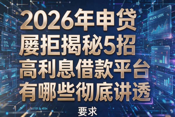 2026年申贷屡屡被拒揭秘5招高利息借款平台有哪些彻底讲透!