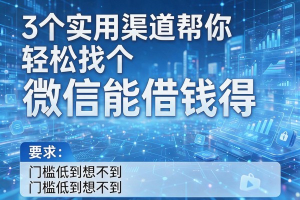 3个实用渠道帮你轻松找个微信能借钱得,门槛低到想不到!
