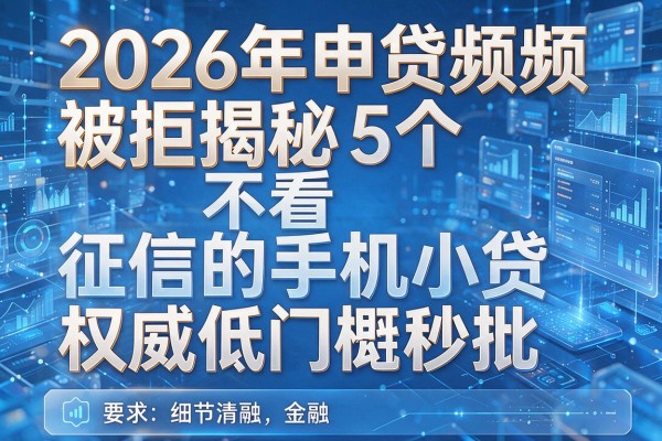 2026年申贷频频被拒揭秘5个不看征信的手机小贷权威低门槛秒批!
