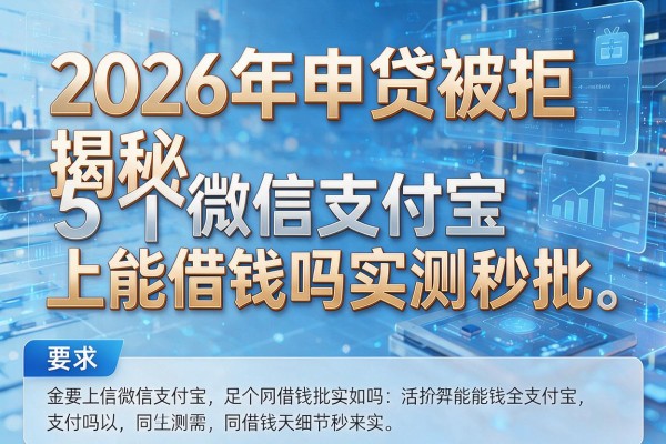 2026年申贷被拒揭秘5个微信支付宝上能借钱吗实测秒批!