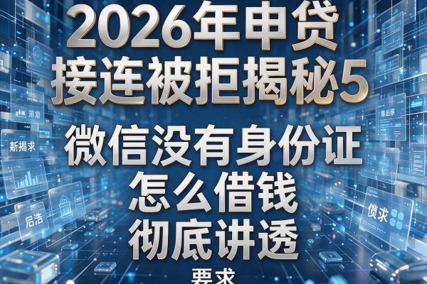 2026年申贷接连被拒揭秘5种微信没有身份证怎么借钱彻底讲透!