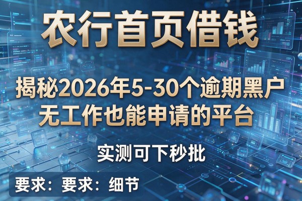 农行首页借钱 揭秘2026年5-30个逾期黑户无工作也能申请的平台 实测可下秒批!