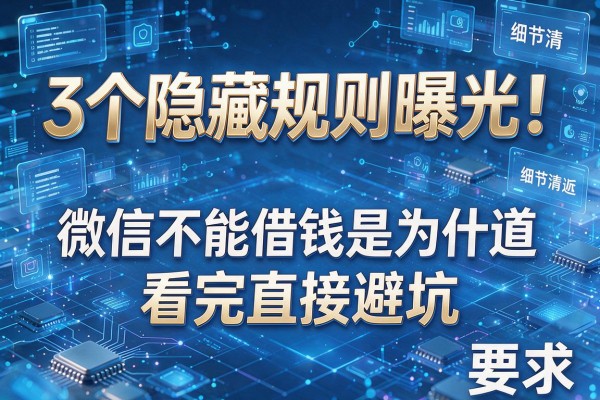 3个隐藏规则曝光!微信不能借钱是为什么呢看完直接避坑!