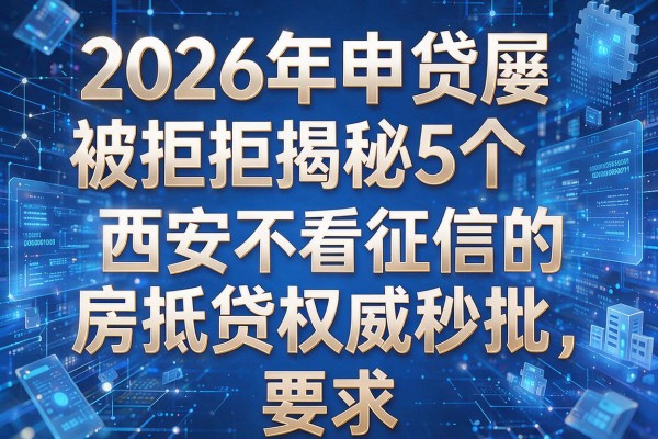 2026年申贷屡屡被拒揭秘5个西安不看征信的房抵贷权威秒批!