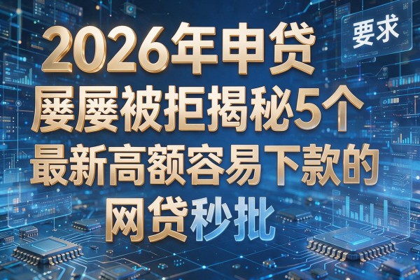 2026年申贷屡屡被拒揭秘5个最新高额容易下款的网贷秒批!