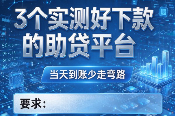 3个实测好下款的助贷平台,当天到账少走弯路!