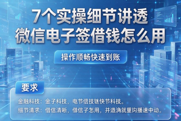 7个实操细节讲透微信电子签借钱怎么用,操作顺畅快速到账!