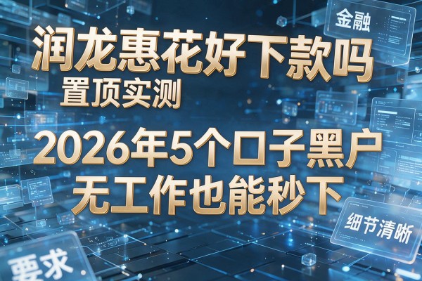 润龙惠花好下款吗置顶实测 2026年5个口子黑户无工作也能秒下!