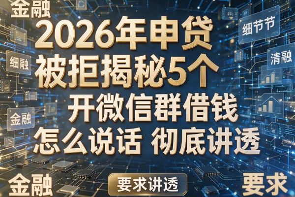 2026年申贷被拒揭秘5个开微信群借钱怎么说话彻底讲透!