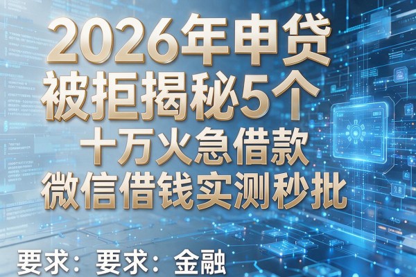 2026年申贷被拒揭秘5个十万火急借款微信借钱实测秒批!