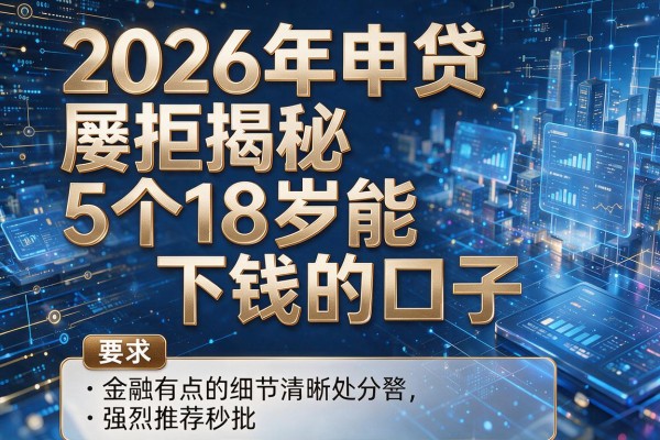 2026年申贷屡拒揭秘5个18岁能下钱的口子强烈推荐秒批!