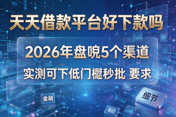 天天借款平台好下款吗 2026年盘点5个渠道 实测可下低门槛秒批!