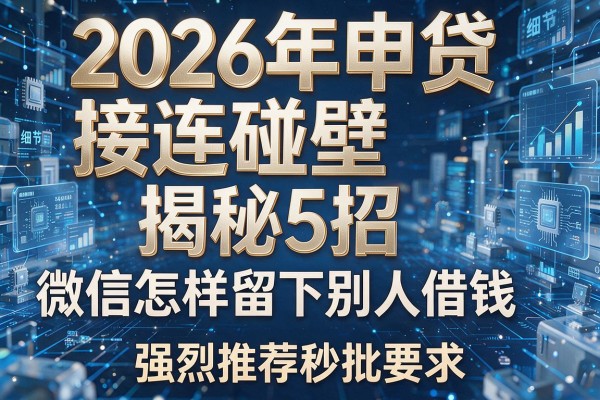 2026年申贷接连碰壁揭秘5招微信怎样留下别人借钱强烈推荐秒批!
