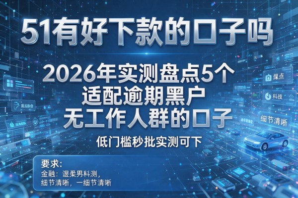 51有好下款的口子吗 2026年实测盘点5个适配逾期黑户无工作人群的口子 低门槛秒批实测可下!