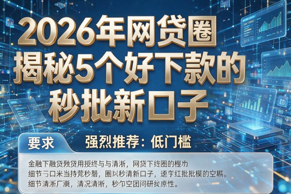 2026年网贷圈揭秘5个好下款的秒批新口子强烈推荐低门槛!