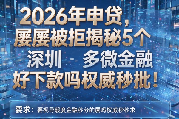 2026年申贷屡屡被拒揭秘5个深圳多微金融好下款吗权威秒批!