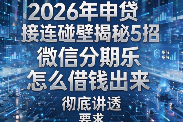 2026年申贷接连碰壁揭秘5招微信分期乐怎么借钱出来彻底讲透!