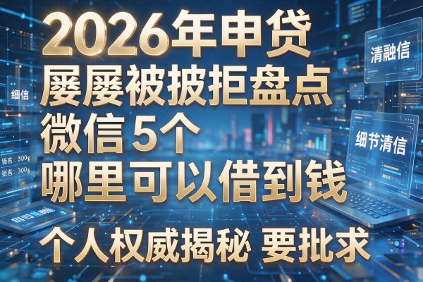 2026年申贷屡屡被拒盘点5个微信哪里可以借到钱个人权威揭秘秒批!