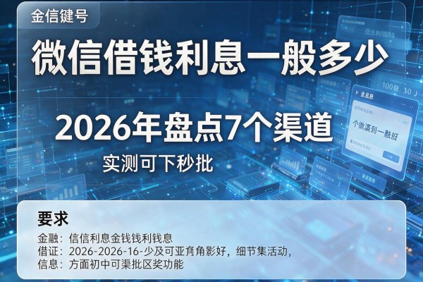 微信借钱利息一般多少 2026年盘点7个渠道 实测可下秒批!