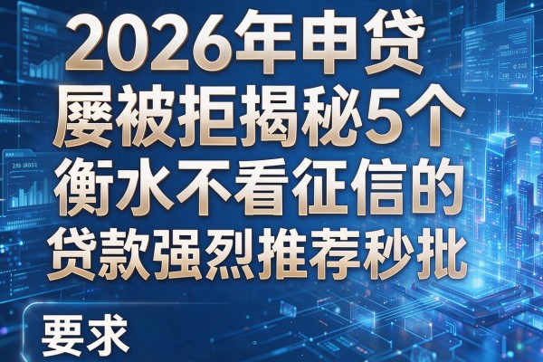 2026年申贷屡被拒揭秘5个衡水不看征信的贷款强烈推荐秒批!