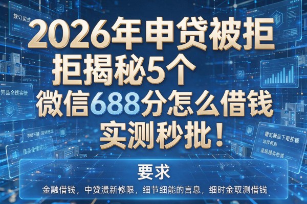 2026年申贷被拒揭秘5个微信688分怎么借钱实测秒批!